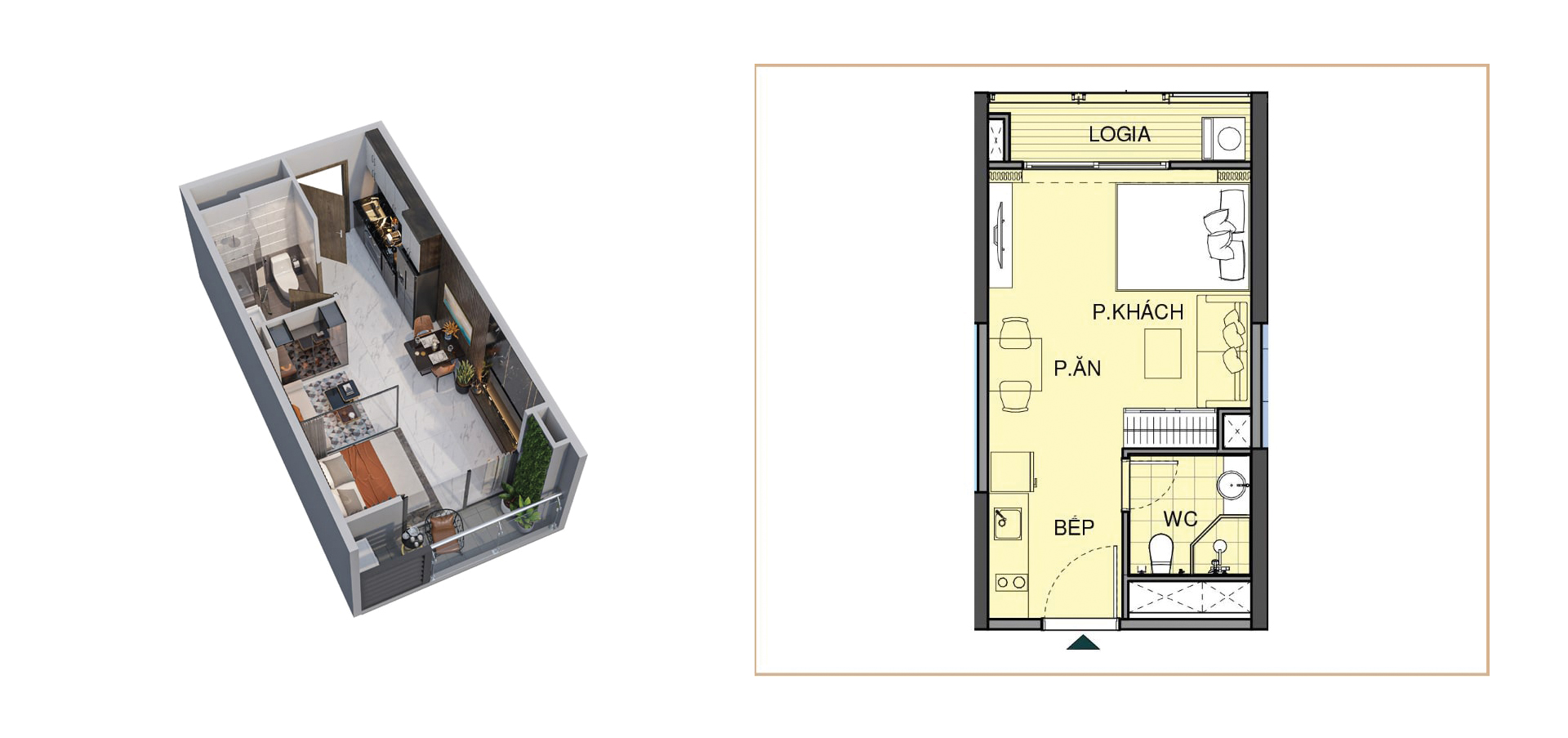 Mặt bằng căn hộ The Opus One Studio